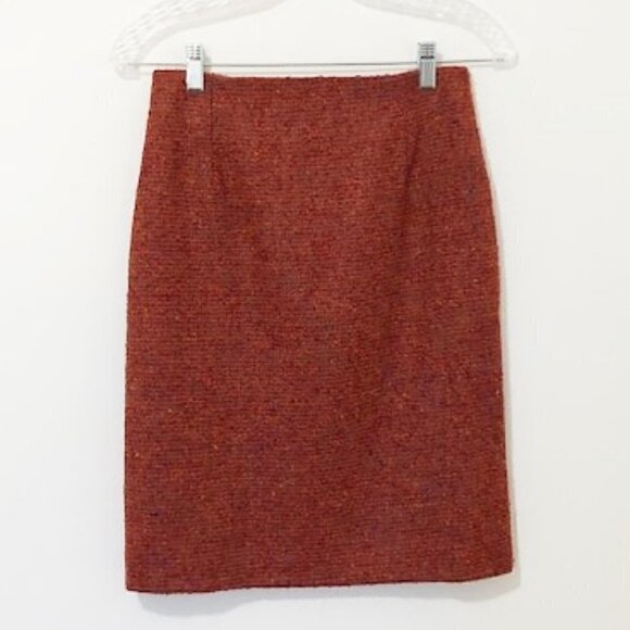 𝅺piazza Sempione Rust Color Wool / Alpaca Blend Pencil Skirt - Picture 1 of 6